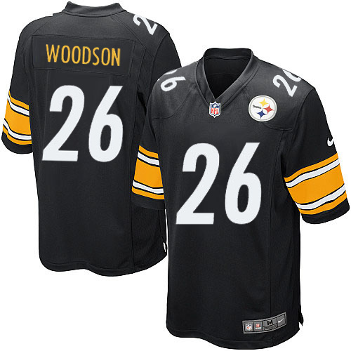 Men's Game Rod Woodson Nike Jersey Black Home - #26 NFL Pittsburgh Steelers